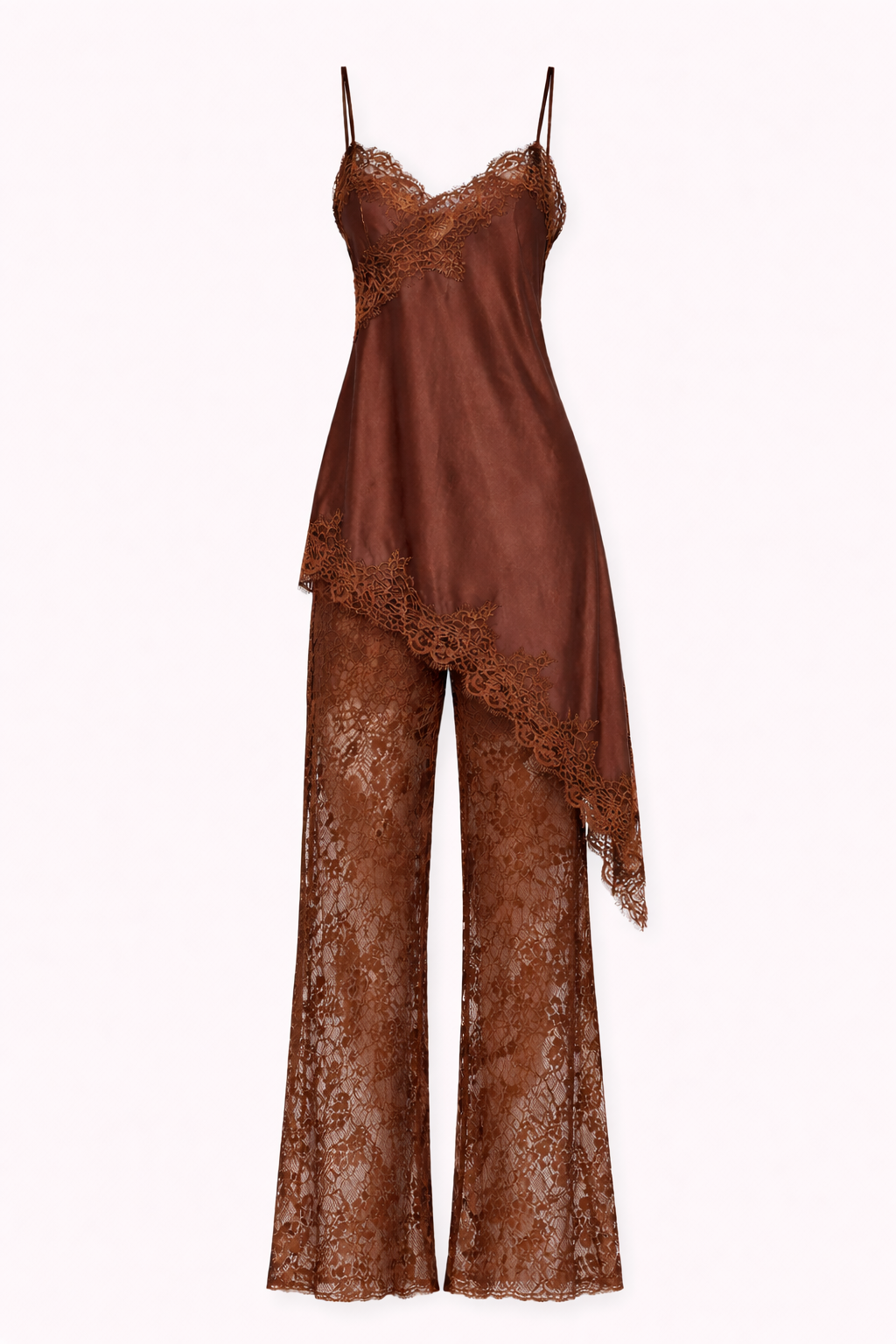 Nicola Satin & Lace Cami and Pants Set | Umber – umber