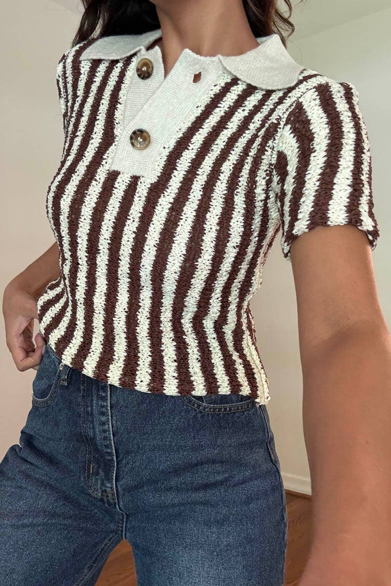 Celine Knit Polo – umber