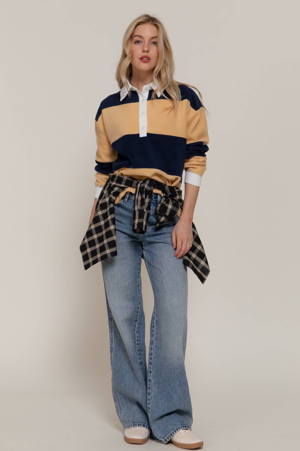 Jen Rugby Polo Top in Yellow