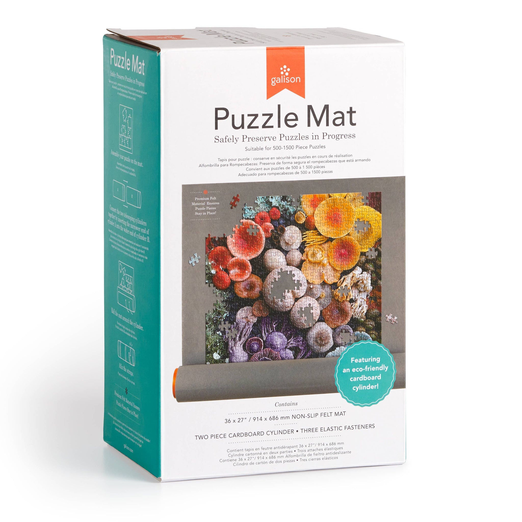 Puzzle Mat packaging with floral design on a white background