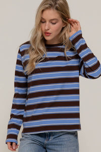 Alex Striped Crewneck Top in Blue