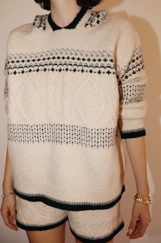 Fair Isle Knit Hoodie
