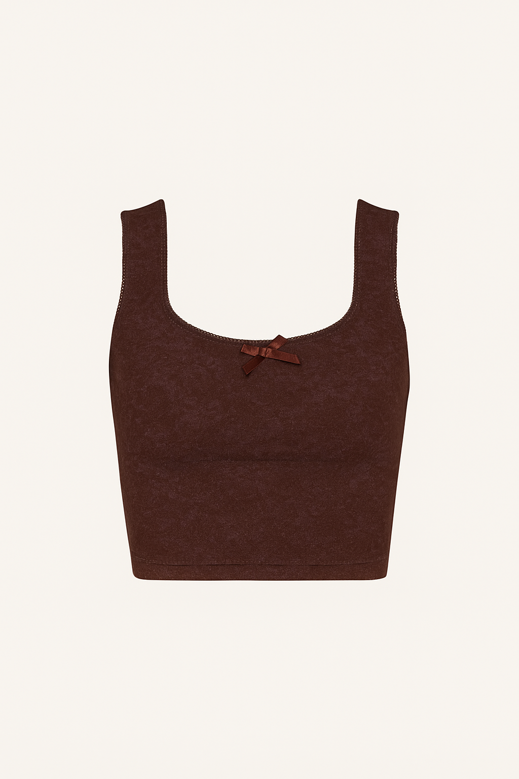 Brown tank top with a bow on a white background