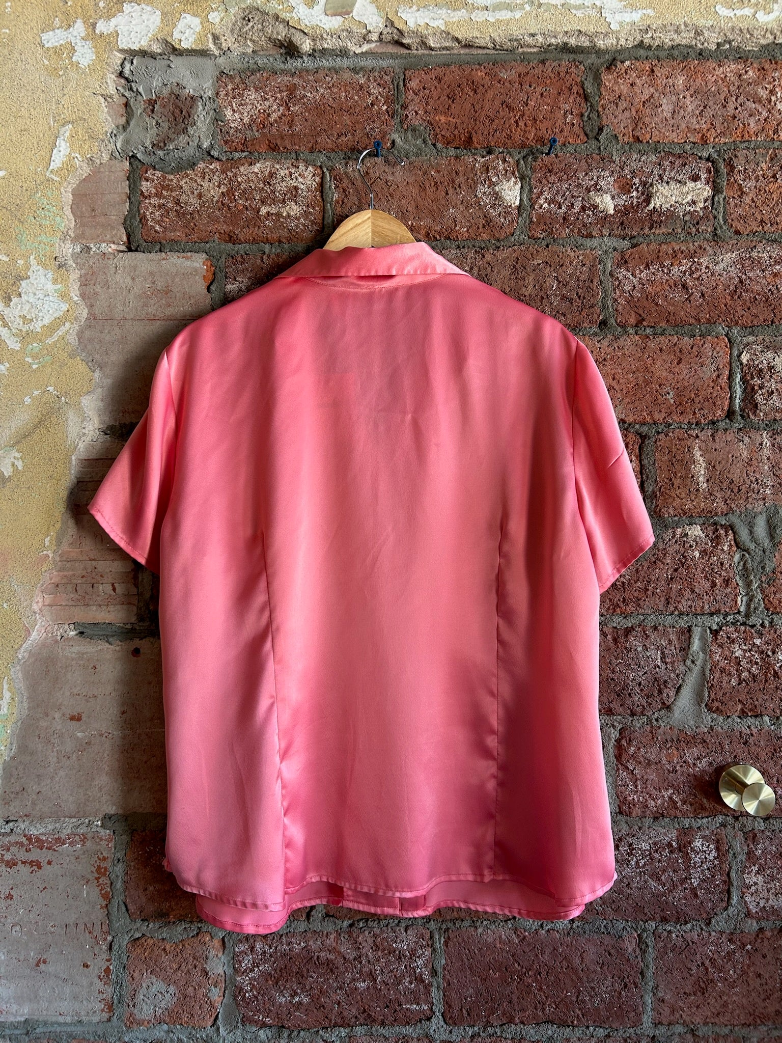 Vintage Satin Pink Button Up