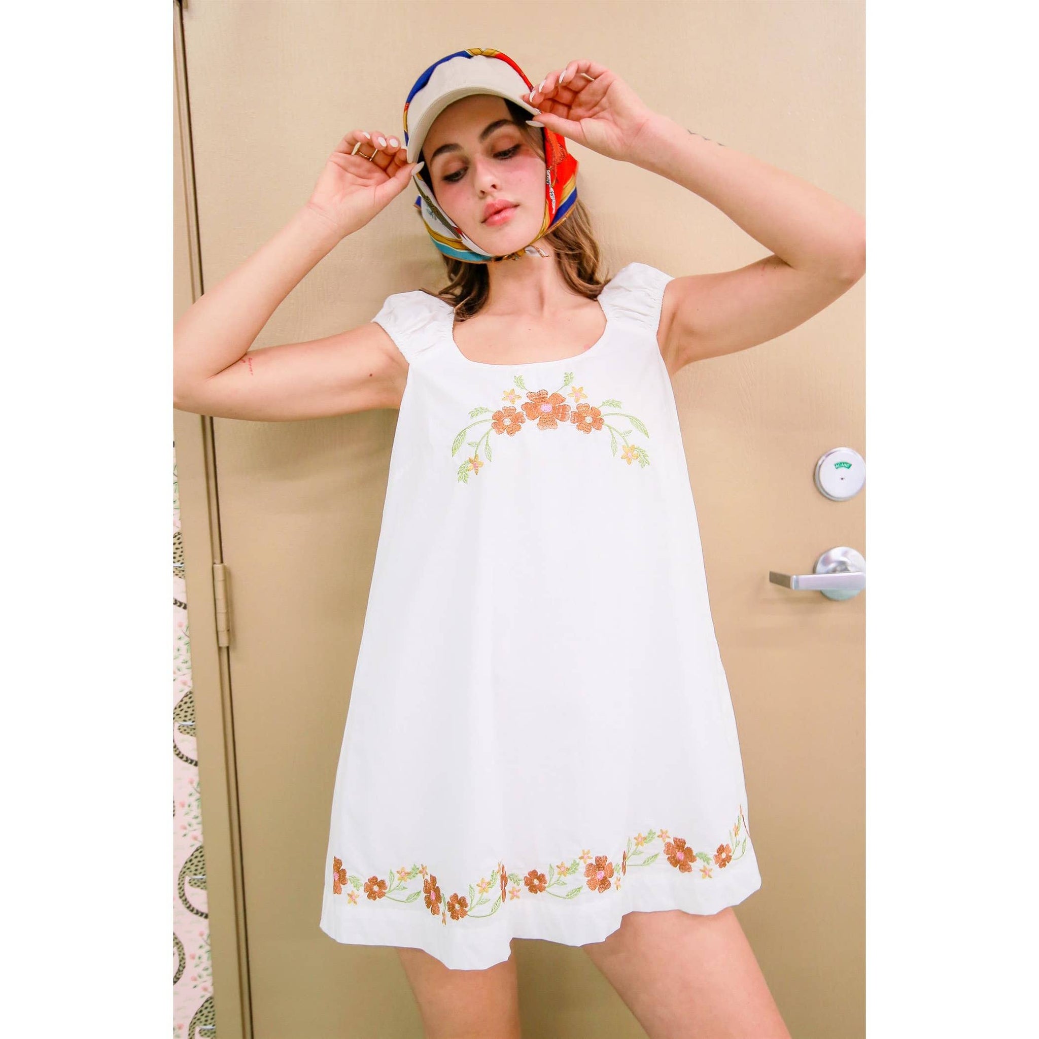 Santana Embroidered Mini Dress