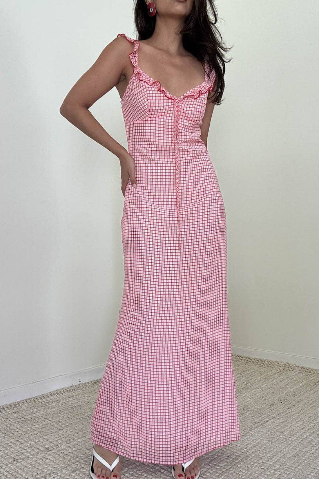 Gingham Maxi Dress  umber