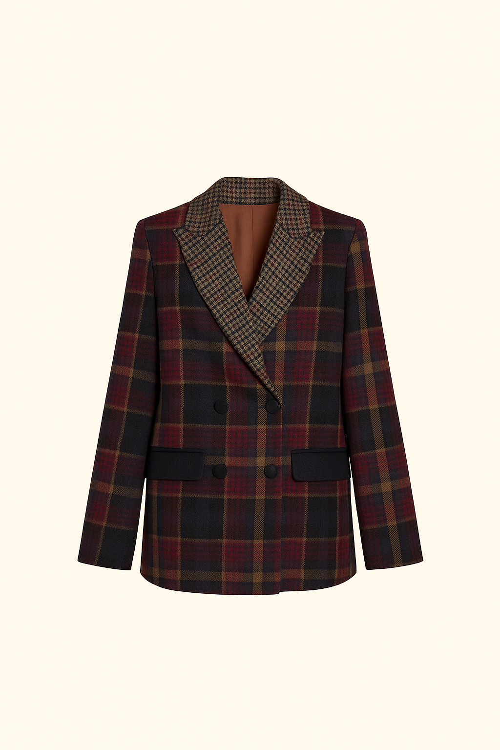 Plaid blazer on a beige background