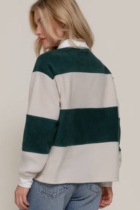 Jen Rugby Polo Top in Green