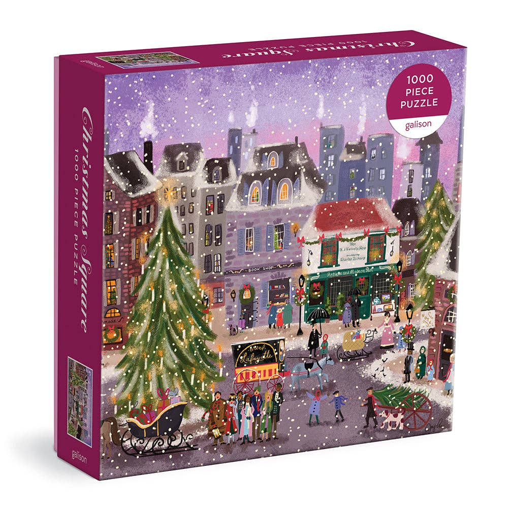 Gallison Christmas village puzzle box with festive scene on a white background