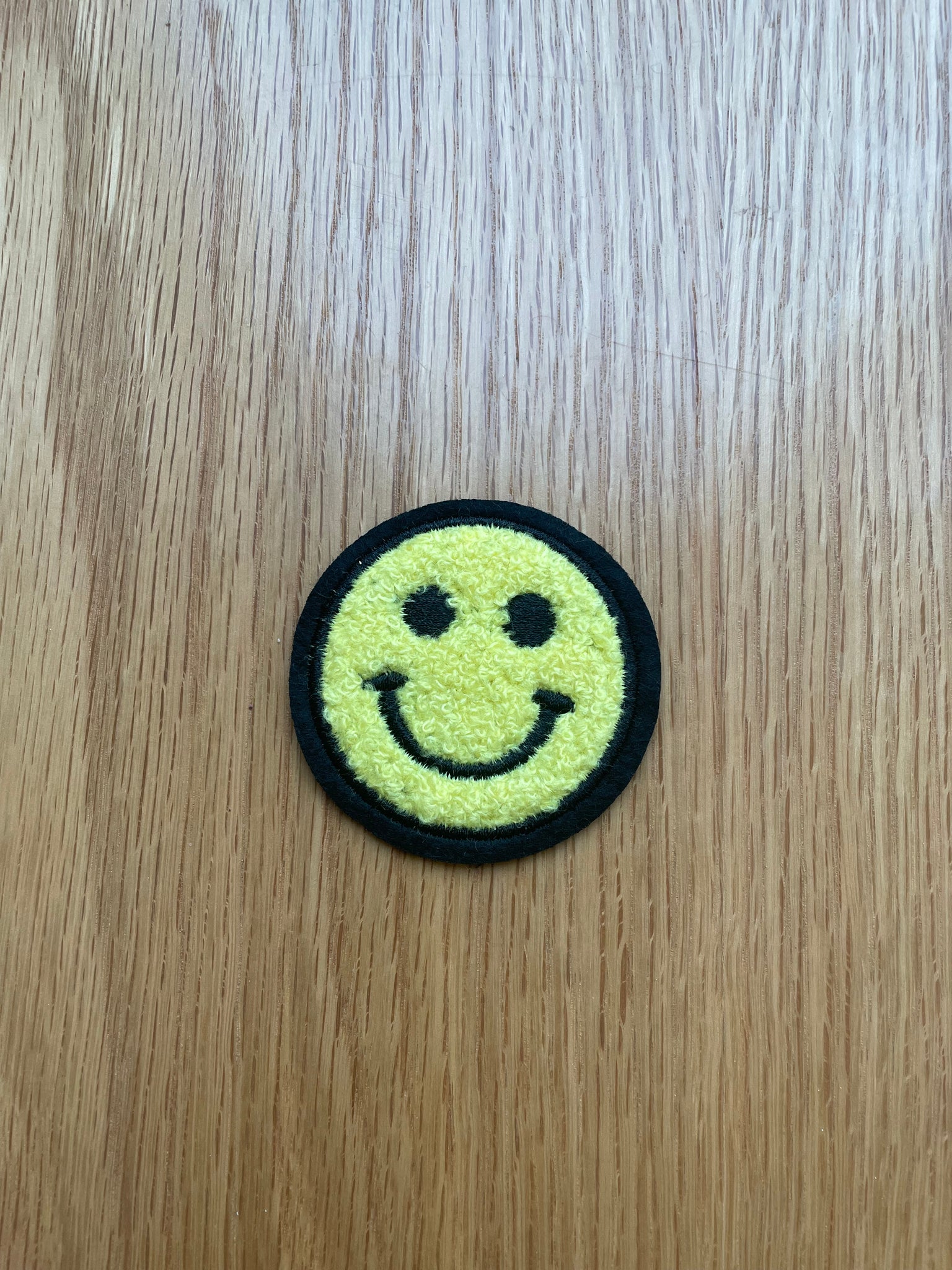 Yellow Happy Face Chenille Patch