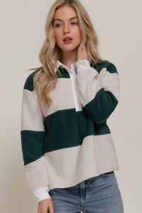 Jen Rugby Polo Top in Green