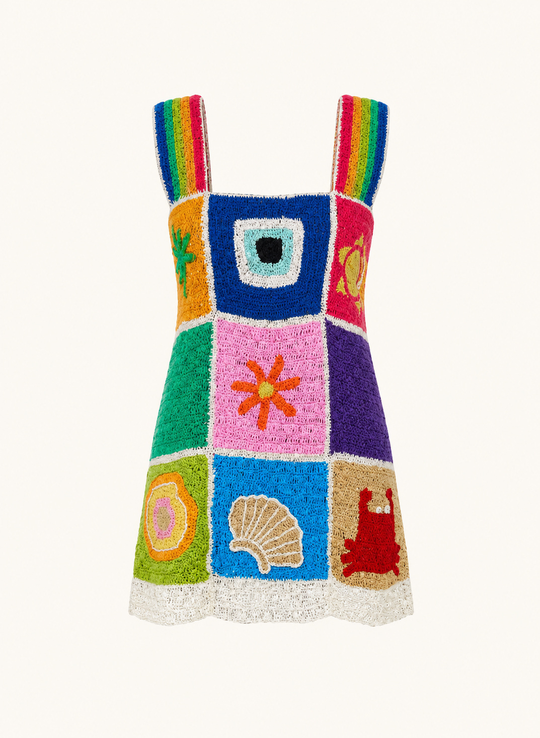 Jules Crochet Patchwork Mini Dress