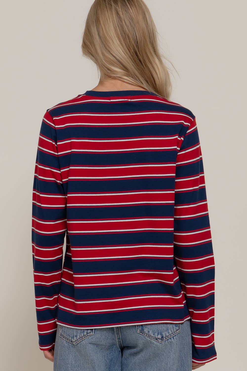 Alex Striped Crewneck Top in Red