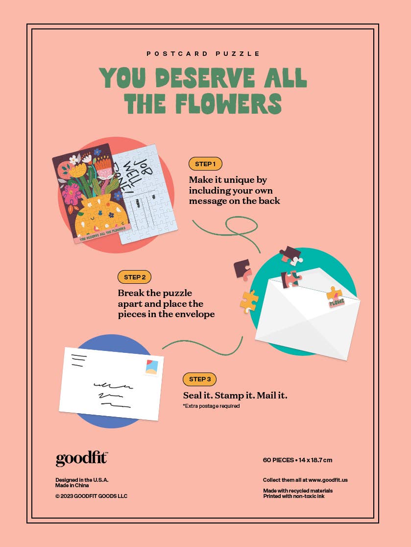 Postcard Puzzle - You Deserve All The Flowers