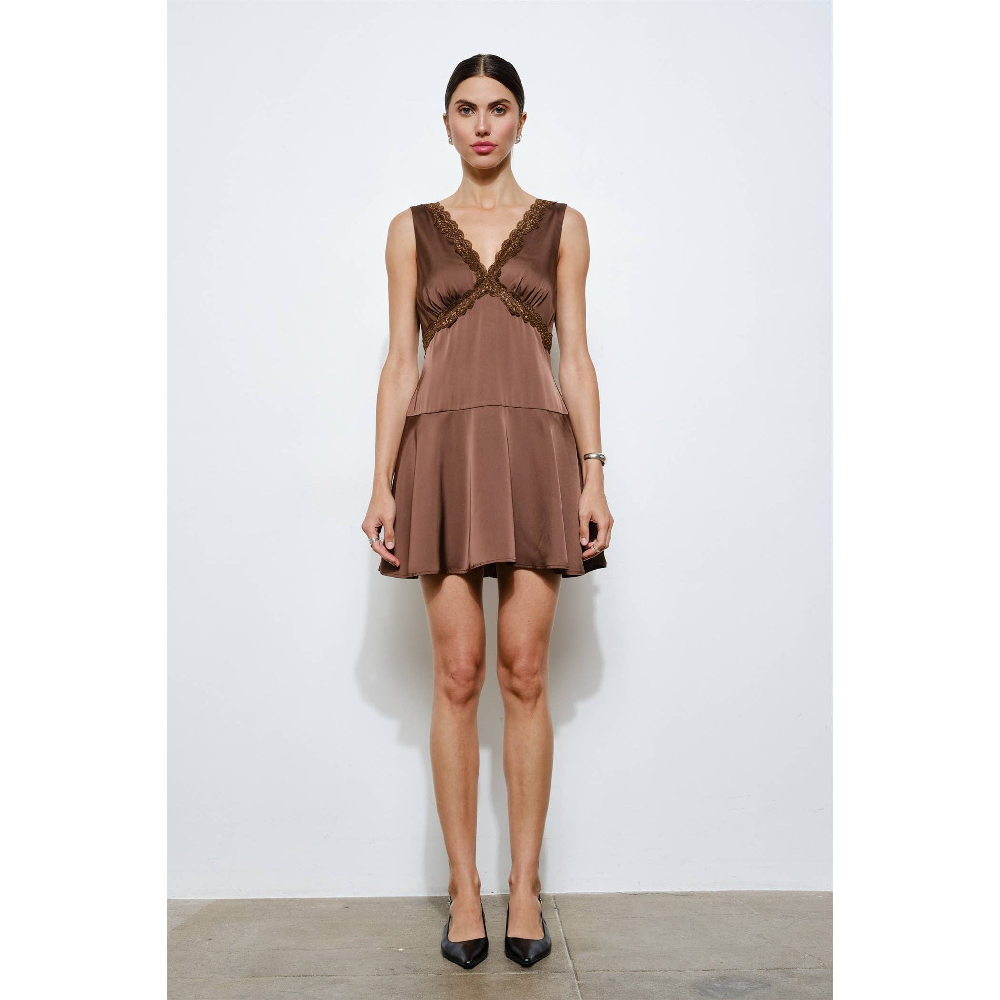 Elena Lace Trim Mini Dress