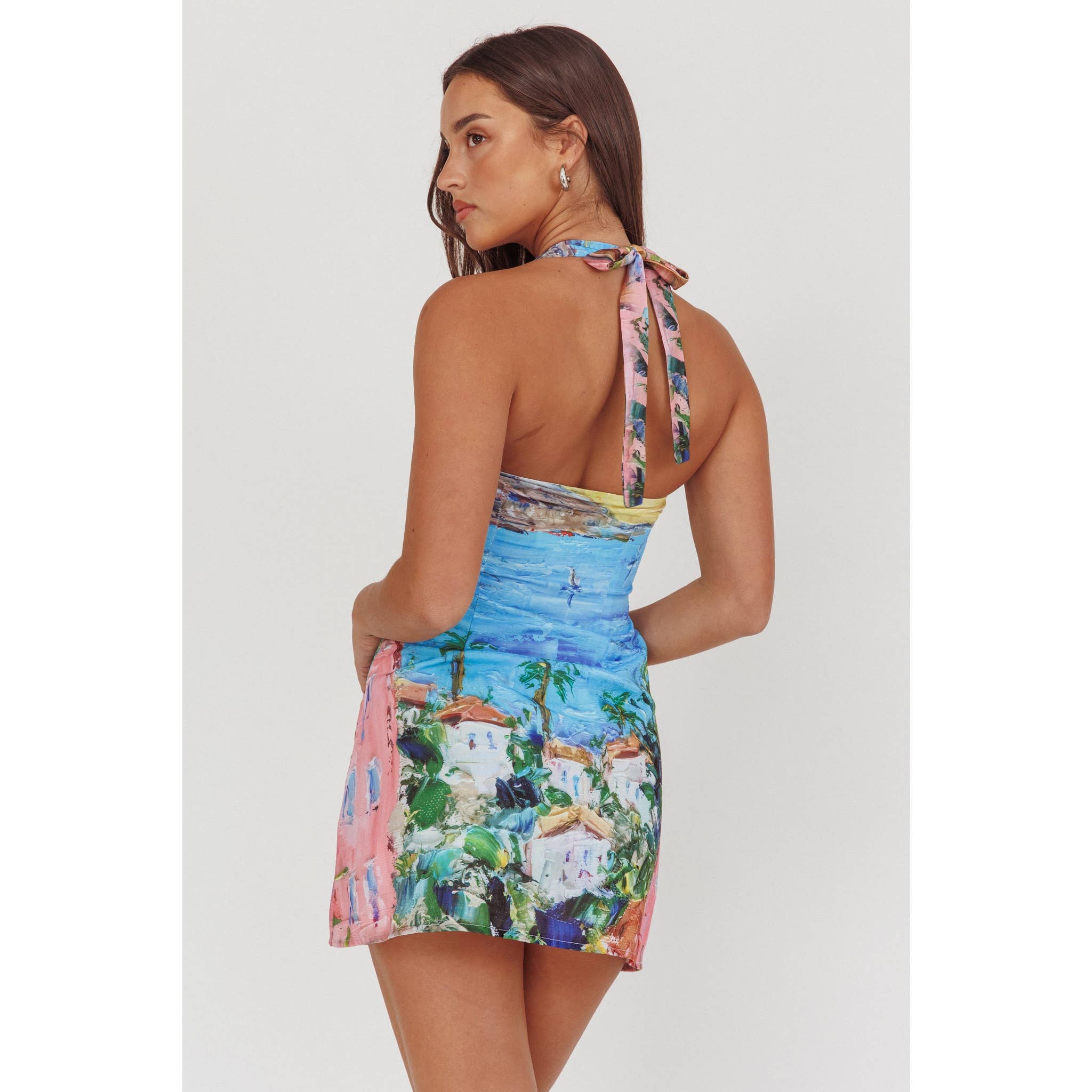 Lani Mini Tropical Mini Dress BLUE / XS Lani Mini Tropical Mini Dress BLUE / XS