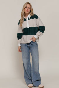 Jen Rugby Polo Top in Green